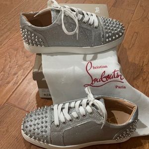 Louboutin Vieria silver spike sneaker, size 38 (8)